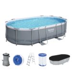 Bestway Frame Pool Rund 488x305x107cm Filterpumpe Komplettset Pool für Garten Outdoor Schwimmbecken Sommer Badespaß Familie Kinder Wellness