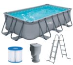 Summer Waves Aufstellpool 400x200cm Pool für Garten Outdoor Schwimmbecken Sommer Badespaß Familie Kinder Premium Qualität Gartenpool Outdoor
