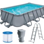 Summer Waves Aufstellpool 400x200cm Pool für Garten Outdoor Schwimmbecken Sommer Badespaß Familie Kinder Premium Qualität Gartenpool Outdoor