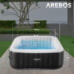 Arebos Whirlpool 185x185cm 6 Personen LED aufblasbar Pool für Garten Outdoor Schwimmbecken Sommer Badespaß Familie Kinder Premium Qualität – Bild 2