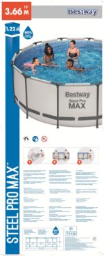Bestway Aufstellpool Komplettset Pool für Garten Outdoor Schwimmbecken Sommer Badespaß Familie Kinder Premium Qualität Gartenpool Wellness – Bild 3