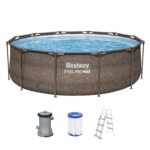 Bestway Frame Pool Rund 366x100cm Filterpumpe Komplettset Pool für Garten Outdoor Schwimmbecken Sommer Badespaß Familie Kinder Gartenpool