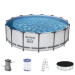 Bestway Aufstellpool 457x122cm Filterpumpe Komplettset Pool für Garten Outdoor Schwimmbecken Sommer Badespaß Familie Kinder Premium Qualität