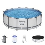 Bestway Frame Pool Rund 427x122cm Filterpumpe Komplettset Pool für Garten Outdoor Schwimmbecken Sommer Badespaß Familie Kinder Gartenpool