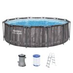 Bestway Frame Pool Rund 366x100cm Filterpumpe Komplettset Pool für Garten Outdoor Schwimmbecken Sommer Badespaß Familie Kinder Gartenpool