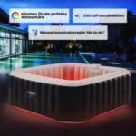 Arebos Whirlpool 185x185cm 6 Personen LED aufblasbar Pool für Garten Outdoor Schwimmbecken Sommer Badespaß Familie Kinder Premium Qualität – Bild 3