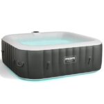 Arebos Whirlpool aufblasbar 6 Personen 185x185cm | 2400W | 130 Massagedüsen | LED | In-Outdoor Bubble Spa mit Abdeckung – Bild 2