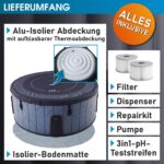 MSpa Tidal Aufblasbarer Whirlpool 4-8 Personen | Ø125-224cm | bis 144 Massagedüsen | Heizung Timer Abdeckung | In-Outdoor Spa – Bild 7