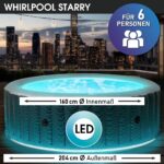 MSpa Starry Aufblasbarer Whirlpool 6 Personen Ø204x70cm | 138 Massagedüsen | LED | Heizung & Timer | In-Outdoor Bubble Spa – Bild 2
