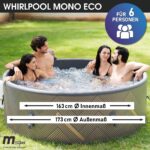MSpa Mono Aufblasbarer Whirlpool 4-8 Personen | Ø125-224cm | bis 144 Massagedüsen | Heizung Timer Abdeckung | In-Outdoor Spa – Bild 2