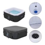 Arebos Aufblasbarer Whirlpool 4 Personen 154x154cm | 100 Massagedüsen | 600L | Heizung | In-Outdoor Wellness Spa Pool – Bild 7