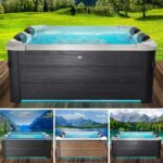 MSpa Frame Oslo Whirlpool 6 Personen | 160-180cm | Feste Außenwand | LED | Winterfest Ganzjährig | Sapphire Amber Aero Plus