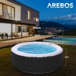 Arebos Aufblasbarer Whirlpool 6 Personen ⌀208cm | 130 Massagedüsen | 1000L | Heizung | In-Outdoor Bubble Spa mit Abdeckung – Bild 7