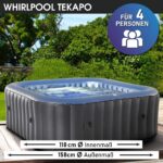 MSpa Tekapo Aufblasbarer Whirlpool 4 Personen 158x158cm | 108 Massagedüsen | Heizung & Timer | In-Outdoor Bubble Spa – Bild 2