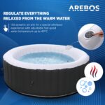Arebos Aufblasbarer Whirlpool 6 Personen ⌀208cm | 130 Massagedüsen | 1000L | Heizung | In-Outdoor Bubble Spa mit Abdeckung – Bild 3