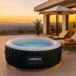 Arebos Aufblasbarer Whirlpool 6 Personen ⌀208cm | 130 Massagedüsen | 1000L | Heizung | In-Outdoor Bubble Spa mit Abdeckung – Bild 5