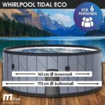 MSpa Tidal Aufblasbarer Whirlpool 4-8 Personen | Ø125-224cm | bis 144 Massagedüsen | Heizung Timer Abdeckung | In-Outdoor Spa – Bild 2