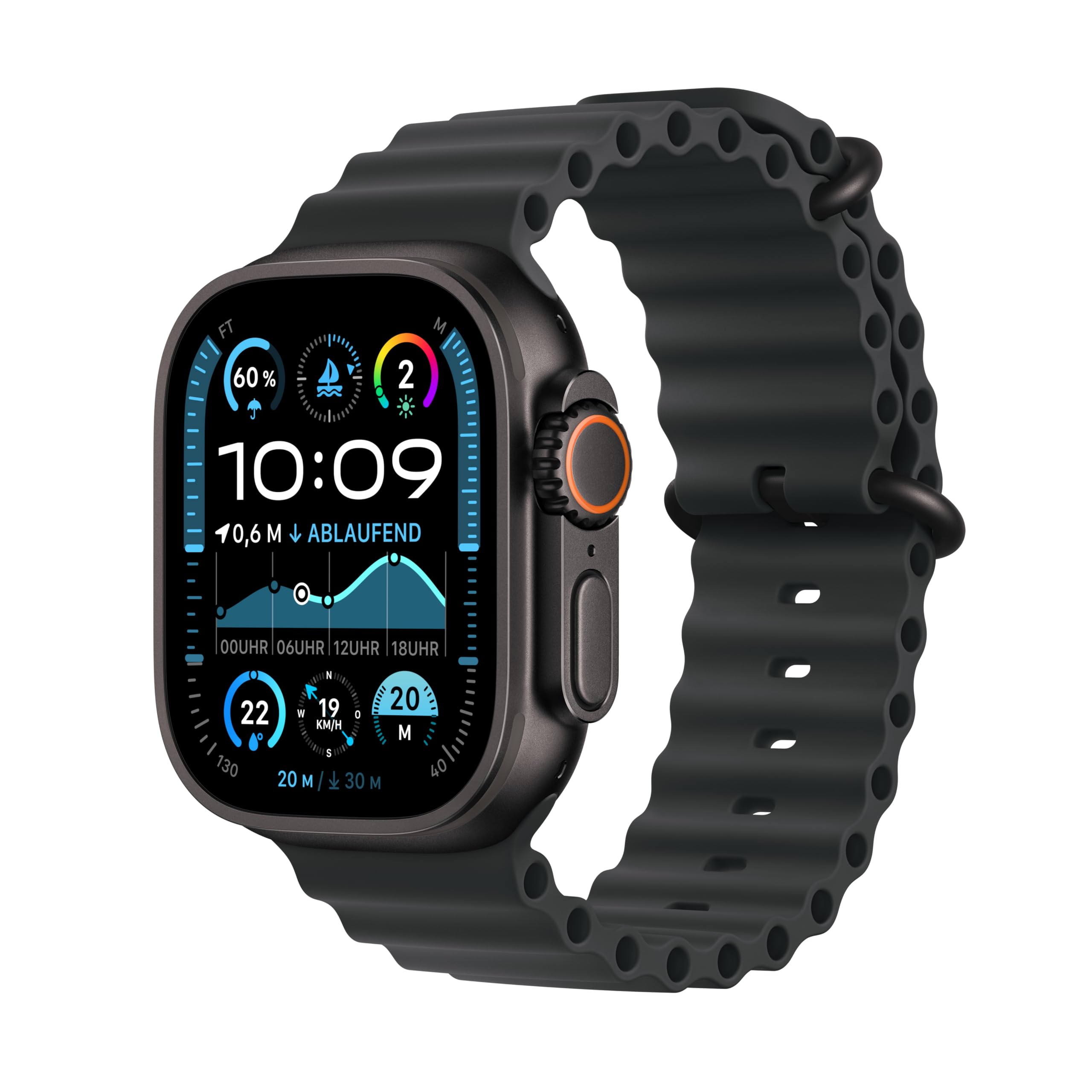 71viA-TQxRL Apple Watch Ultra 2 GPS + Cellular 49mm Titan Schwarz Ocean Band Smartwatch Always-On Generalüberholt Refurbished EKG – Bild 1