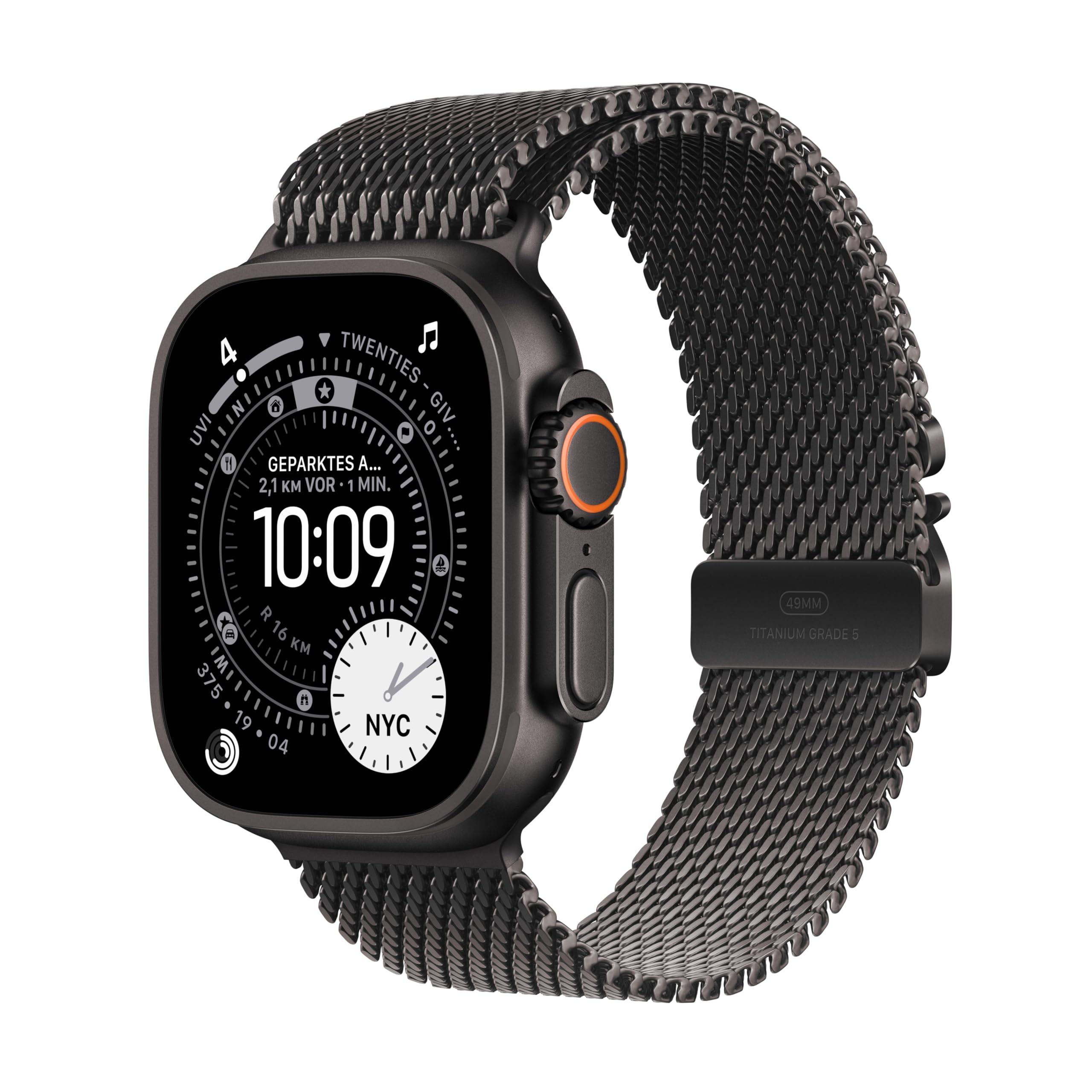 81r-ylPcRdL Apple Watch Ultra 3 GPS + Cellular 49mm Premium Smartwatch Titan Schwarz Milanaise Lauftraining Satellitenkommunikation – Bild 1